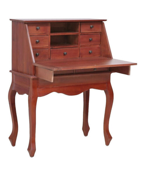 Secretary Desk Brown 30.7"x16.5"x40.6" Solid Mahogany Wood