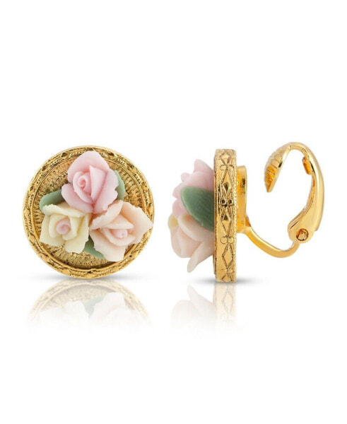 Серьги 2028 Gold Tone 3 Flower Clip