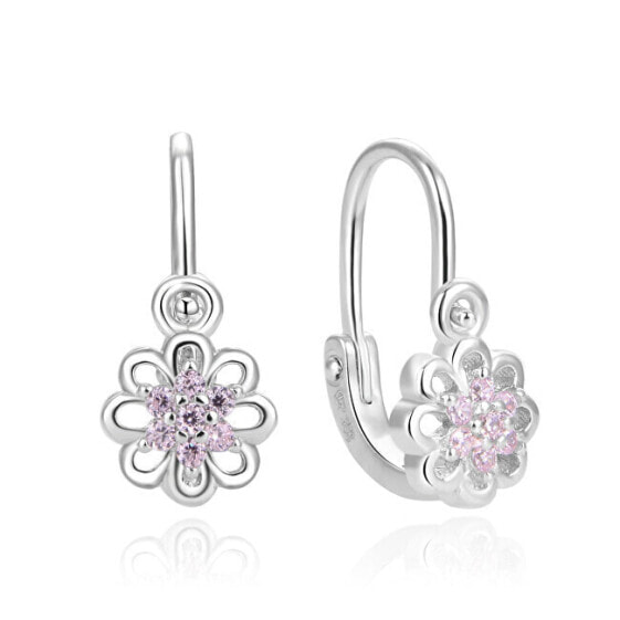Silver girls earrings with zircons AGUC805DL