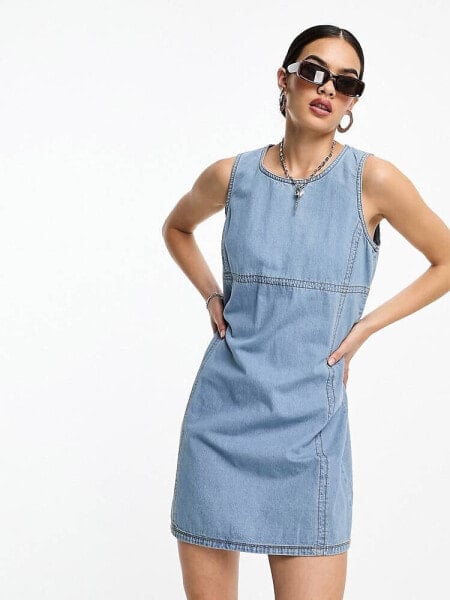 Only denim pinafore dress in blue