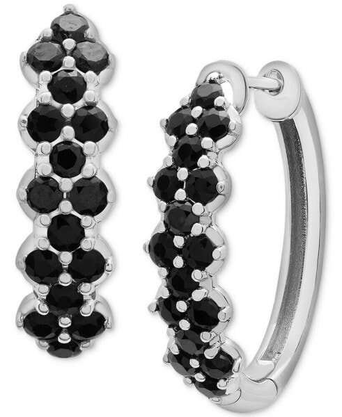 Onyx Small Hoop Earrings in Sterling Silver