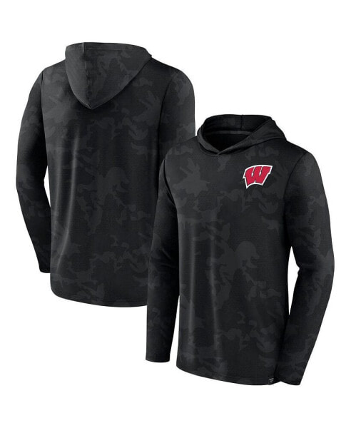 Men's Black Wisconsin Badgers Camo Hoodie Long Sleeve T-shirt