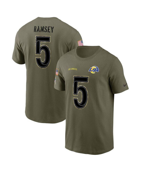 Men's Jalen Ramsey Olive Los Angeles Rams 2022 Salute To Service Name and Number T-shirt