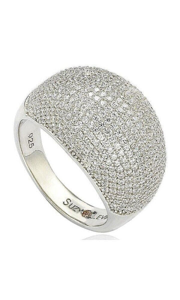 Suzy Levian Sterling Silver Cubic Zirconia Pave Dome Ring