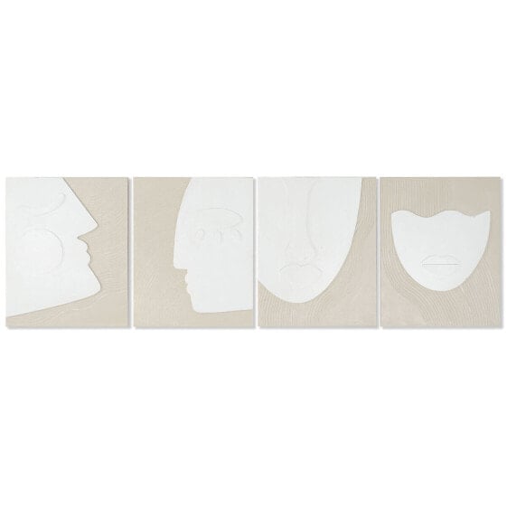 Painting Home ESPRIT White Beige Abstract Scandinavian 40 x 3 x 50 cm (4 Units)