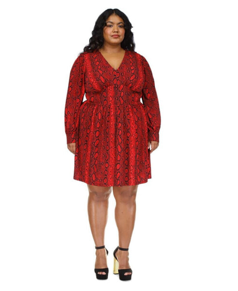 Plus Size Snakeskin-Print Mini Dress