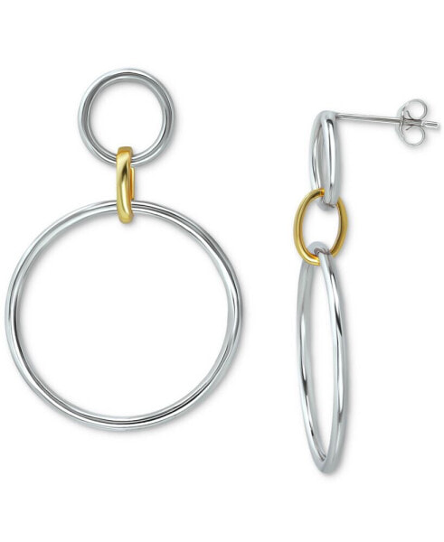 Polished Interlocking Circle Drop Earrings in Sterling Silver & 18k Gold-Plate, Created for Macy's