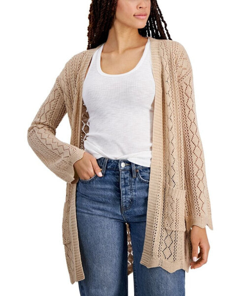 Juniors' Open-Front Long-Sleeve Cardigan