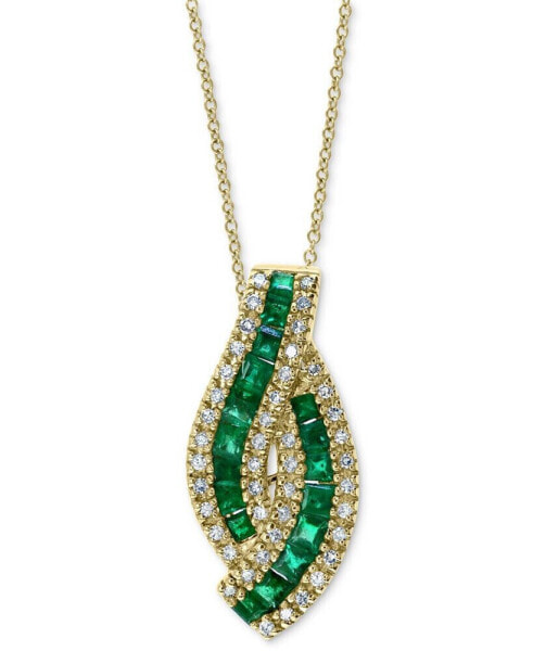 EFFY® Emerald (7/8 ct. t.w.) & Diamond (1/5 ct. t.w.) 18" Pendant Necklace in 14k Gold