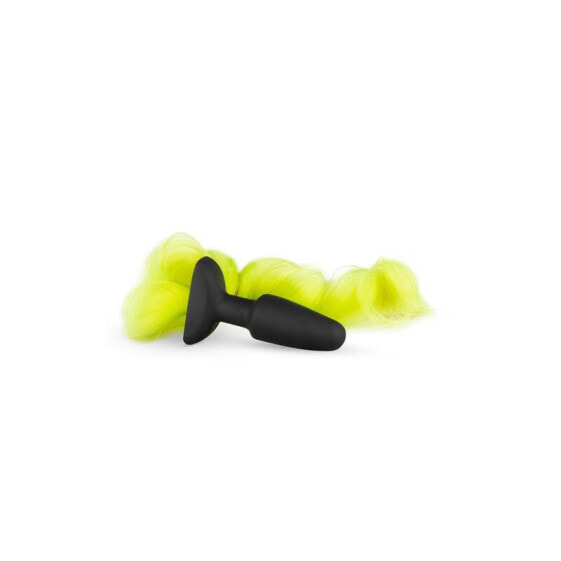 Silicone Butt Plug With Tail - Yellow