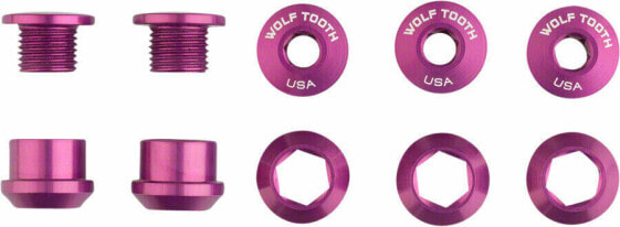 Wolf Tooth 1x 6mm Chainring Bolt: Purple, Set of 5, Dual Hex Fittings
