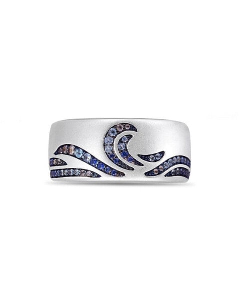 Кольцо LuvMyJewelry surf Up Sterling Silver Blue Sapphire, Topaz Band Men