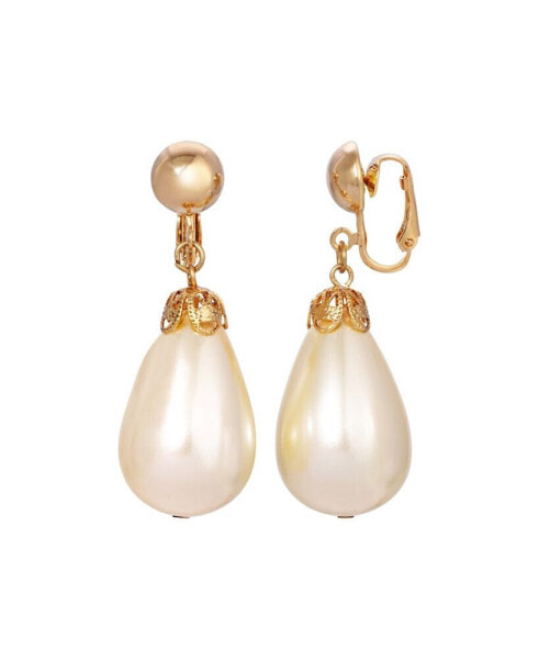 Acrylic Imitation Pearl Drop Clip Earrings