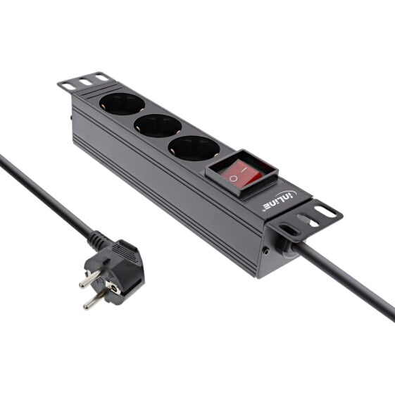 InLine 10" PDU - 3-way earthing contact - with switch - 2m - black