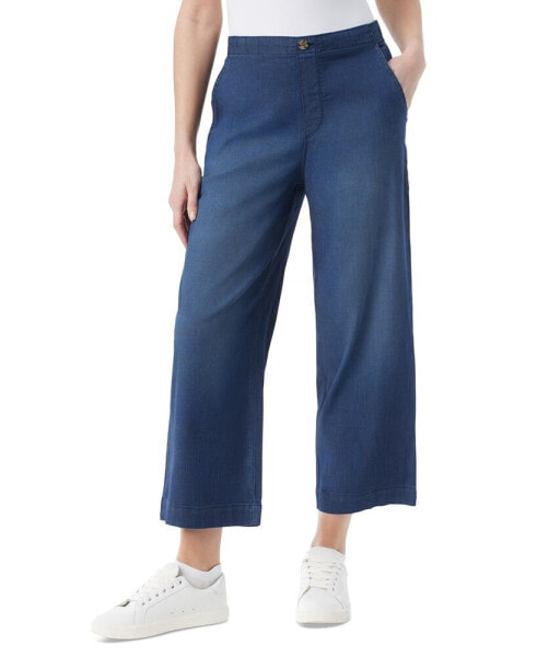 Women’s Soft Fluid Lyocell High-Rise Cropped Wide-Leg Pants