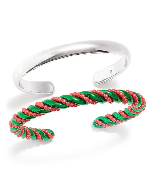 Two-Tone 2-Pc. Set Imitation Pearl Swirl Cuff Bracelets, Created for Macy's