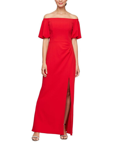 Women's Off-The-Shoulder Balloon-Sleeve Gown