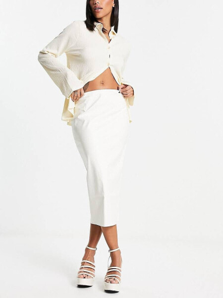 I Saw It First leather look midi skirt co-ord in cream