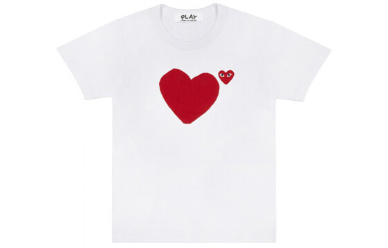 CDG Play T-Shirt 双面红心印花短袖T恤 女款 白色 / Футболка CDG Play T-Shirt T AZ-T221-051-1