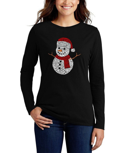 Women's Christmas Snowman Word Art Long Sleeve T-shirt