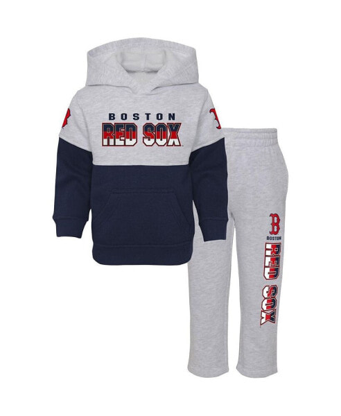 Infant Boys and Girls Navy, Heather Gray Boston Red Sox Playmaker Pullover Hoodie and Pants Set