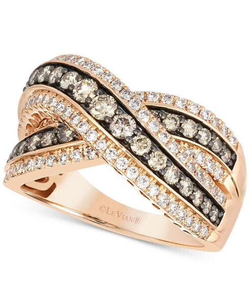 Nude Diamond™(1/2 ct. t.w.) & Chocolate Diamond®(3/4 ct. t.w.) Crossover Statement Ring in 14k Rose Gold