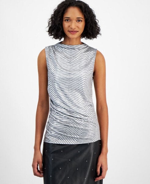 Women's Sleeveless Foil-Print Blouse, Created for Macy's