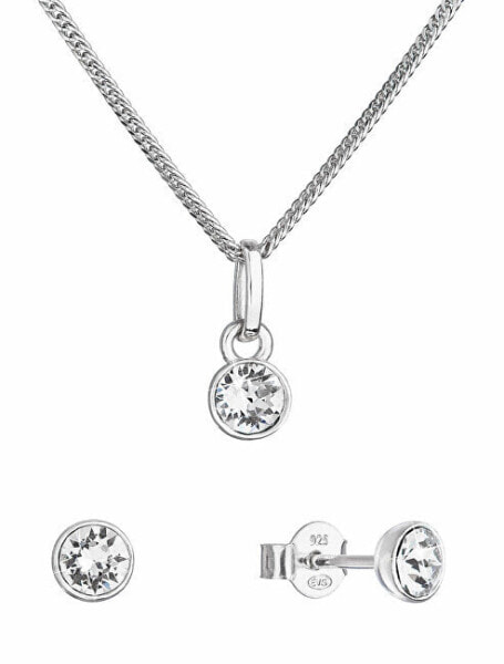Glittering jewelry set with Swarovski 39177.1 (earrings, chain, pendant)