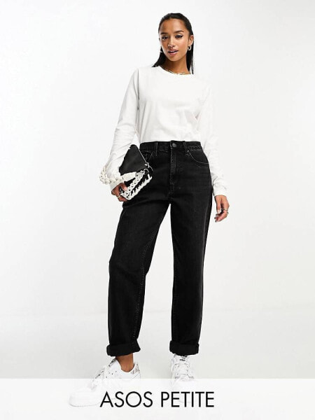 ASOS DESIGN Petite relaxed mom jeans in black