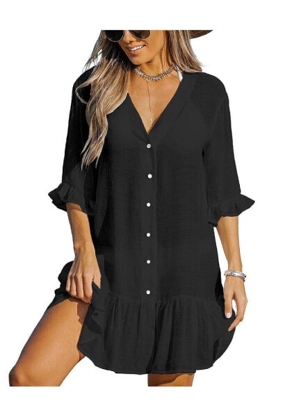 Women's Aubree Ruffled Swim Cover-Up Dress