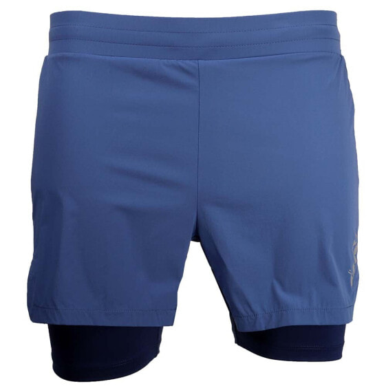 Diadora Bermuda Be One Running 2In1 Shorts Mens Blue Casual Athletic Bottoms 178