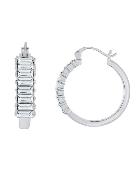 Crystal Silver Plated Hoop Earring