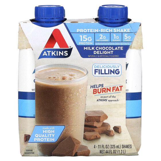 Протеиновый коктейль Atkins Молочный Шоколад, 4 порции, 325 мл