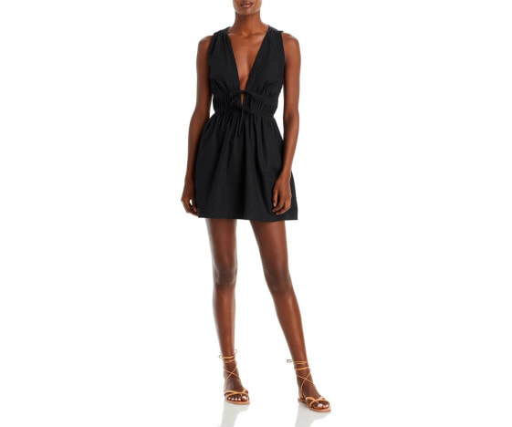 Faithfull The Brand Womens Korita Plunge Mini Dress Black Size US 6