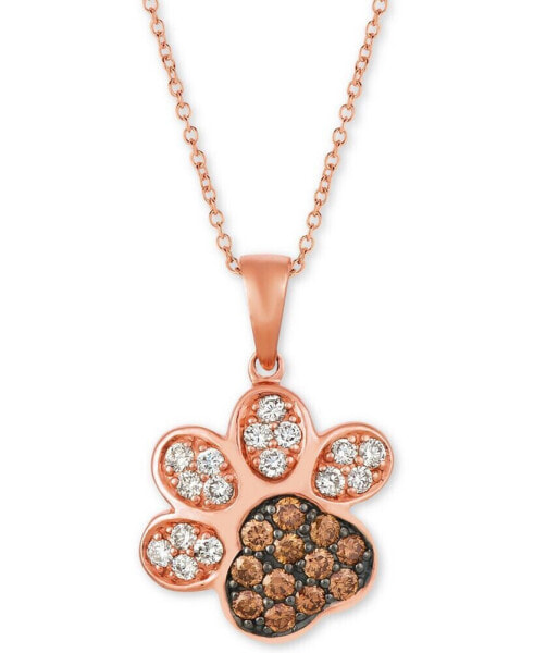 Le Vian nude™ & Chocolate® Diamond Paw Print 20" Pendant Necklace (3/4 ct. t.w.) in 14k Rose Gold