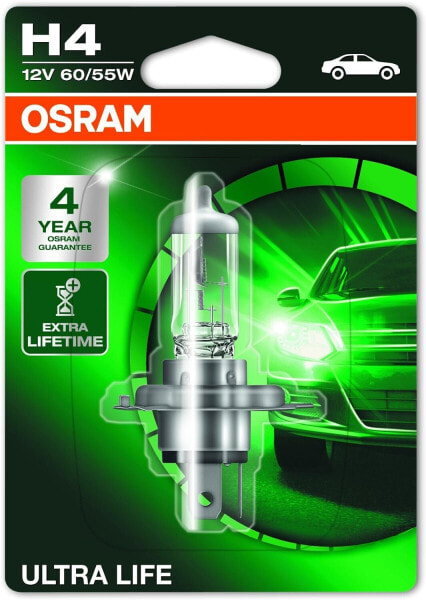 Osram ULTRA LIFE H1, Halogen-Scheinwerferlampe, 64150ULT-01B, 12V PKW, Einzelblister (1 Stück)