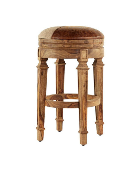 Wood and Fabric Rustic Bar Stool