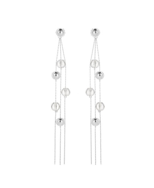 FrostLily Clear Crystal and Bead Drop Earrings