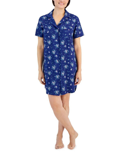 Women's Short-Sleeve Matte Satin Sleepshirt, Created for Macy's