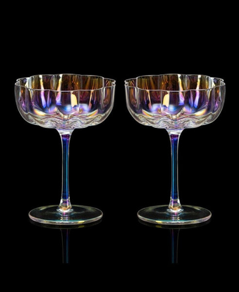 Flower Vintage Glass Coupes, Set of 2