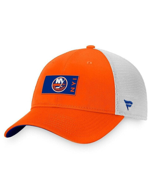 Men's Orange, White New York Islanders Authentic Pro Rink Trucker Snapback Hat