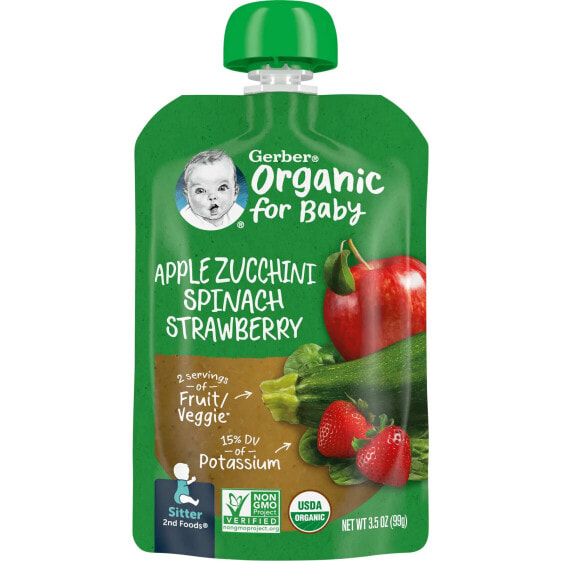 Organic for Baby, 2nd Foods, Apple, Zucchini, Spinach, Strawberry, 3.5 oz (99 g)