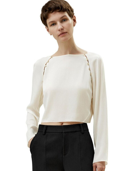 Блузка LilySilk cropped Pullover Silk Top для женщин