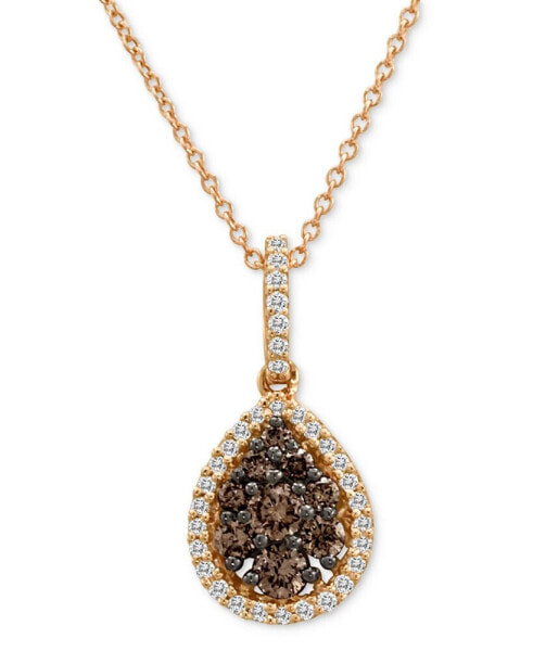 Chocolate Diamond & Vanilla Diamond Teardrop Halo 18" Pendant Necklace (1/2 ct. t.w.) in 14k Rose Gold