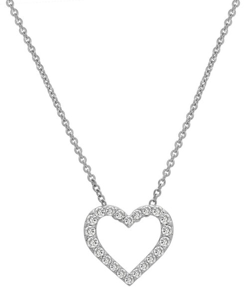 Macy's diamond Heart Pendant Necklace (1/4 ct. t.w.) in Platinum, 18" + 2" extender, Created for Macy's