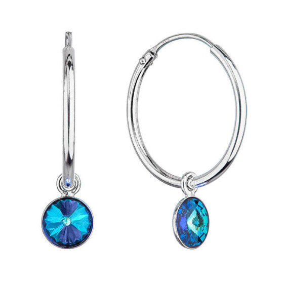 Silver round earrings with blue Swarovski 2in1 31309.5