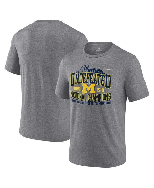 Men's Heather Gray Michigan Wolverines College Football Playoff 2023 National Champions Hometown Tri-Blend T-shirt