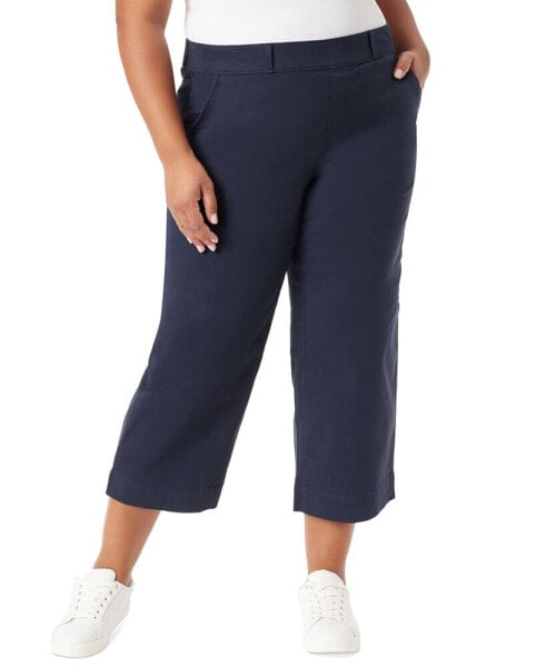 Plus Size Shape Effect Wide-Leg Cropped Pants