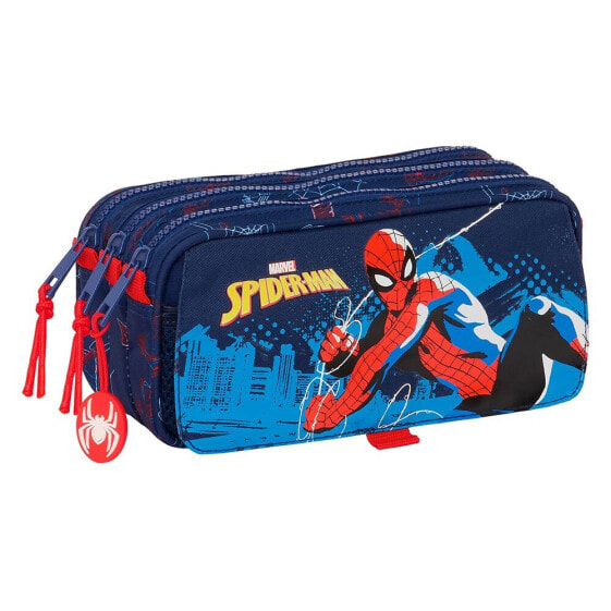 SAFTA Large Triple Spider-Man Neon Pencil Case