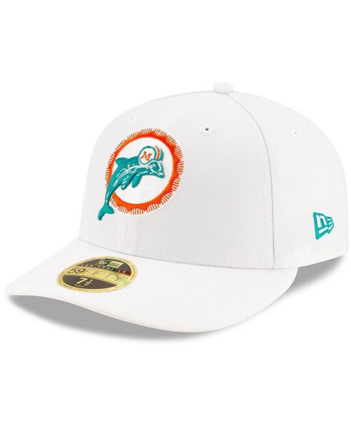 Men's White Miami Dolphins Historic Omaha Low Profile 59FIFTY Fitted Hat